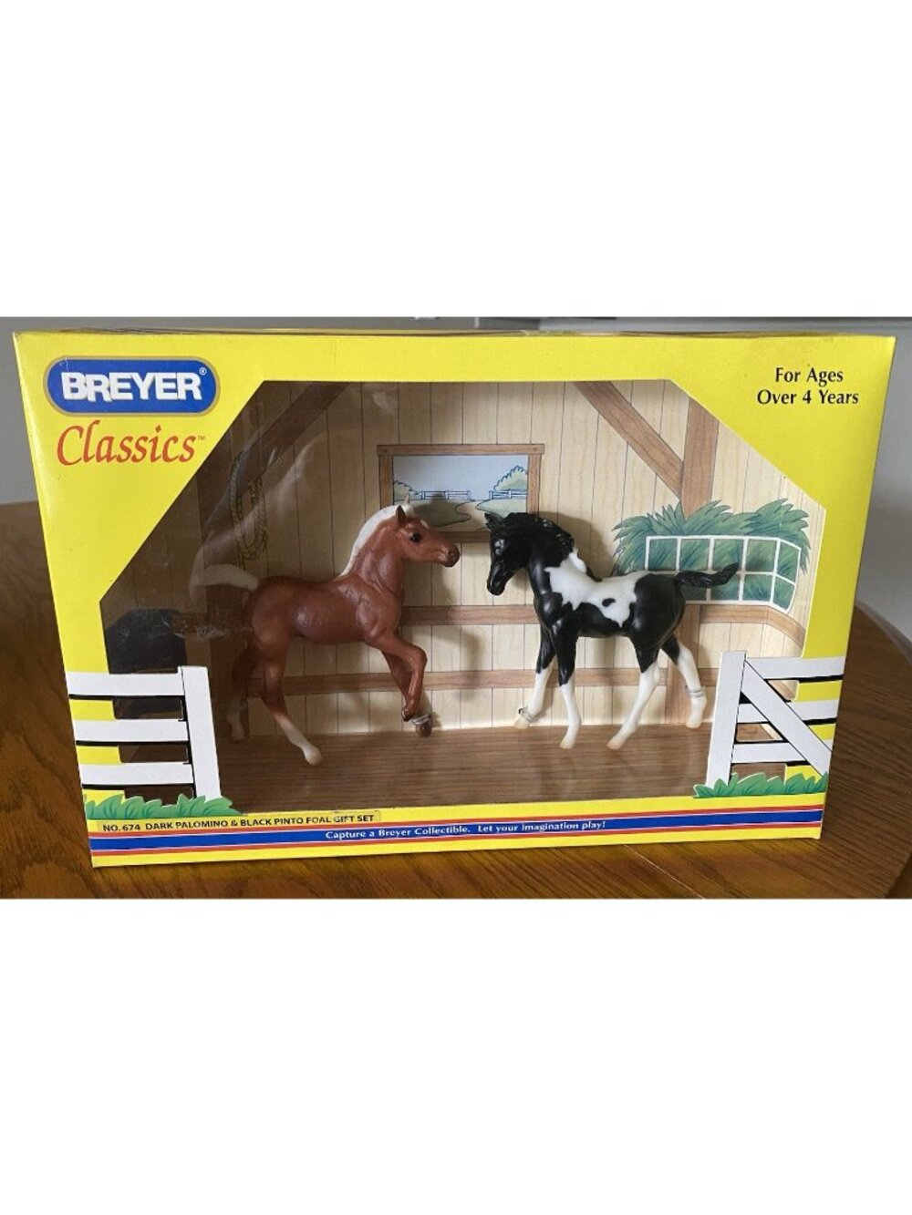 Retired 674 Breyer Classic Dark Palomino & Black Pinto Foals 1997 New